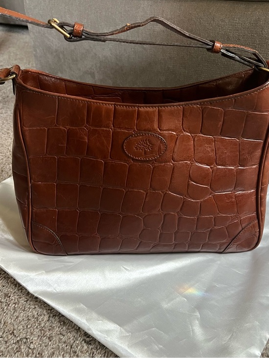 Mulberry Handbags - Vintage Mulberry Cognac Croc-Embossed Leather Shoulder Bag
